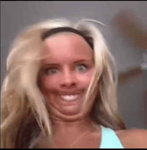 Blonde Girl Weird Smile Selfie GIF