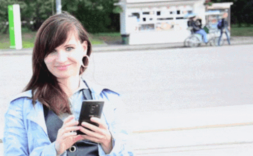 Lady On The Street Selfie GIF