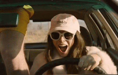 Lady In Car Selfie GIF