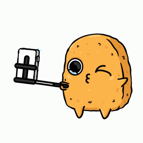 Cartoon Potato Holding Selfie Stick GIF