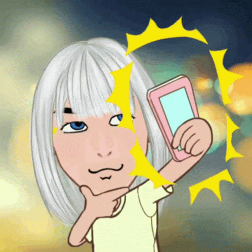 Cartoon Lady Selfie GIF