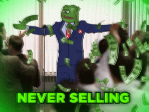 Sell Sell Sell Never Pepe Frog Green Dollar Bills GIF
