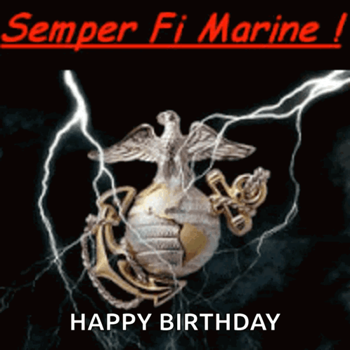 Semper Fi Marine Happy Birthday Lightning Strike