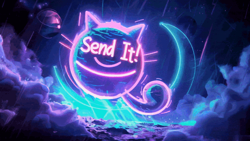 Send It Glowing Cat Face GIF