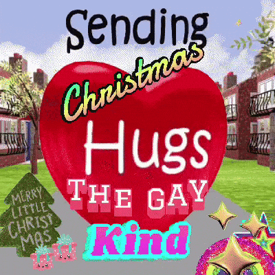 Sending Christmas Hugs Gay Card