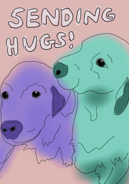 Sending Hugs Animated Dogs Hearts Love GIF