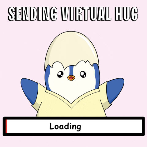 Sending Virtual Hug Pudgy Penguin Loading GIF