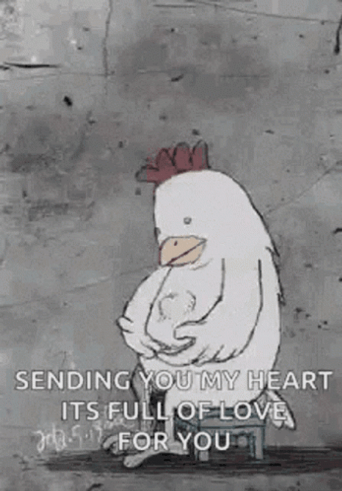 Sending You My Heart Animated Chicken GIF