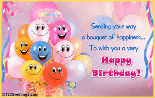 Sending Your Way A Bouquet Of Happiness To Wish You A Very Happy Birthday ! GIF