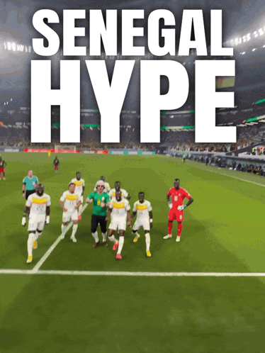 senegal hype is written above a soccer field with players on it