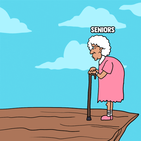 Senior Citizen Kicked On The Cliff GIF