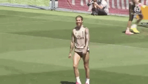 Sergio Ramos Doing Crazy Walk On The Field GIF