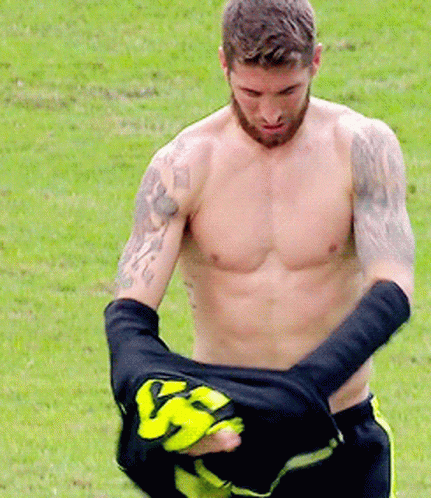 Sergio Ramos Taking Off His Clothes GIF
