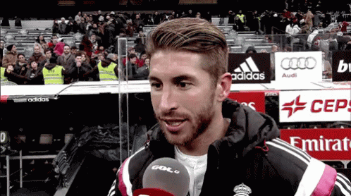 Sergio Ramos Wink While Having An Interview GIF