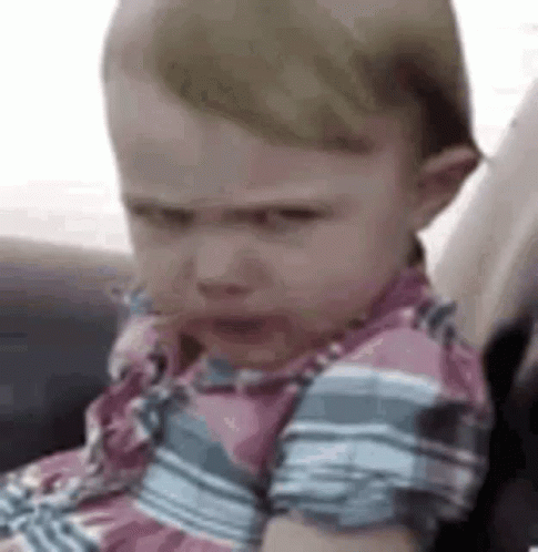 Serious Baby In Car Seat GIF