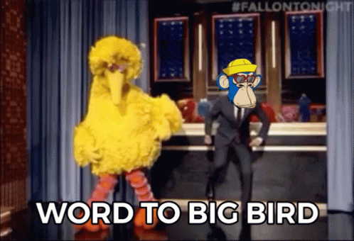 Sesame Street Big Bird and Monkey Dancing Word to Big Bird
