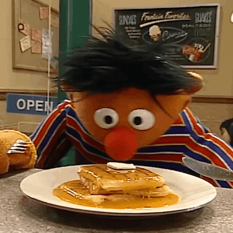Sesame Street Ernie Smelling Waffles GIF