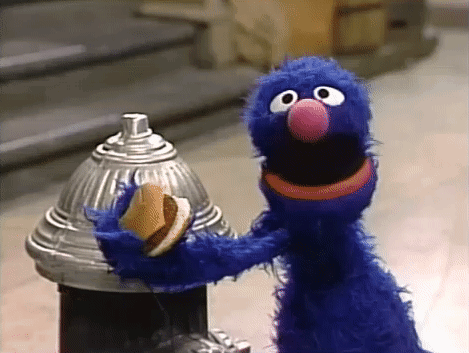 Sesame Street Muppet Grover Eating GIF