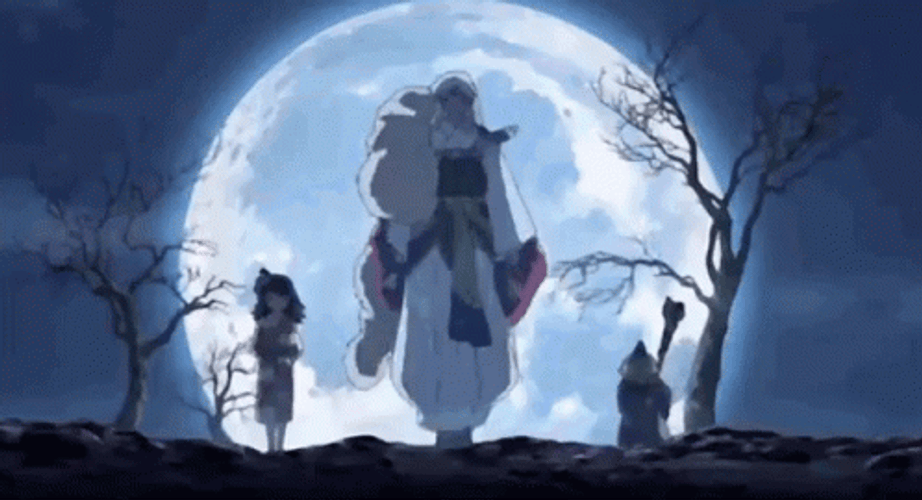 Sesshomaru Walking Under The Moonlight GIF