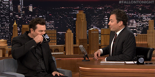 Seth Macfarlane Jimmy Fallon Spit Take GIF