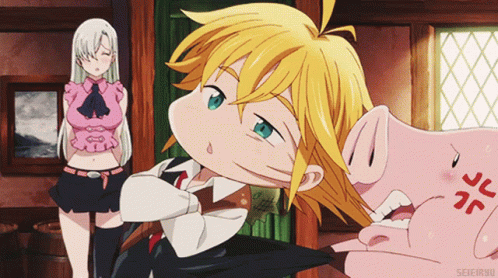 Seven Deadly Sins Hawk Pulls Meliodas GIF