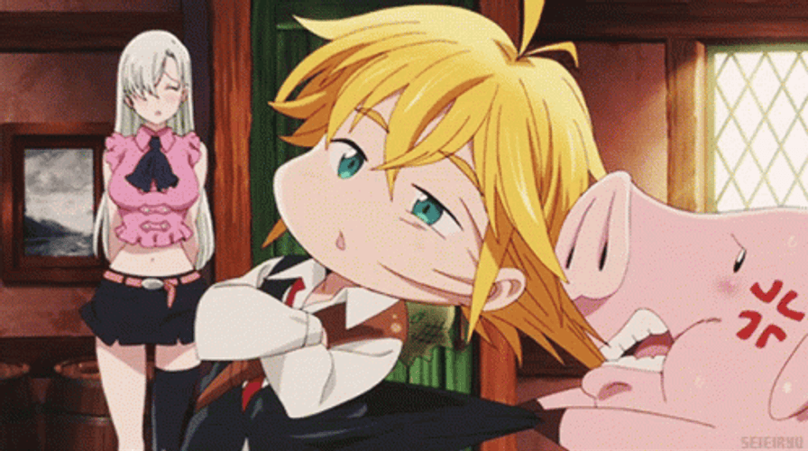 Seven Deadly Sins Hawk Pulls Meliodas GIF