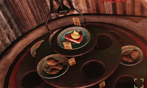 Several Plates Of Food Are On A Table And One Of Them Has A Price Tag That Says 300 GIF