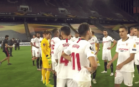 Sevilla Fc Kissing Teammate GIF