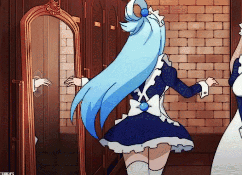 Sexy Aqua Mirror Check GIF