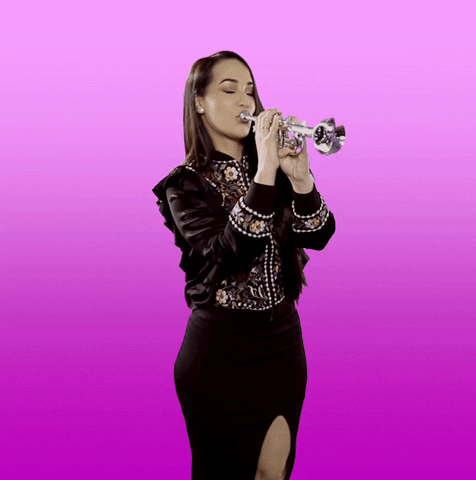 Sexy Attractive Lady Playing Bugle GIF