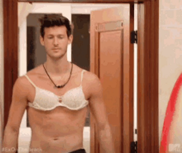 Sexy Fit Guy Wear Lingerie Man Boobs GIF
