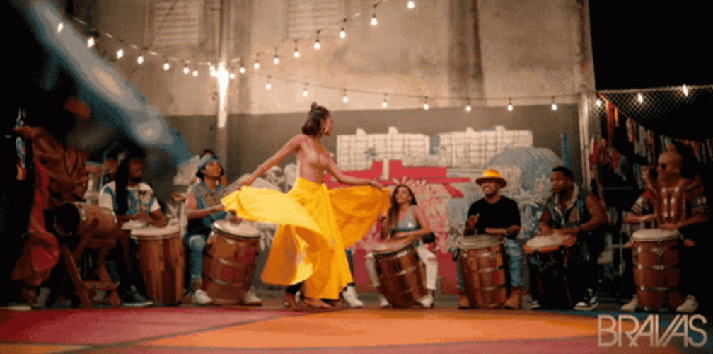 Sexy Lady Mexican Dancing Yellow Skirt GIF