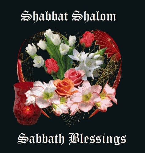 Shabbat Shalom Blessing Flowers Glitters GIF
