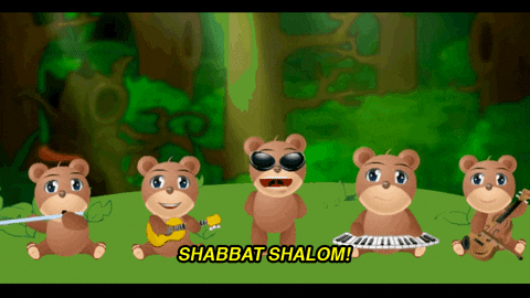 Shabbat Shalom Four Little Monkey Singing GIF