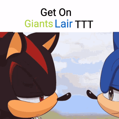 Shadow The Hedgehog And Sonic The Hedgehog Are Looking At Each Other With The Words Get On Giants Lair Ttt GIF
