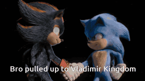 Shadow The Hedgehog And Sonic The Hedgehog Shake Hands With The Caption Bro Pulled Up To Vladimir Kingdom GIF