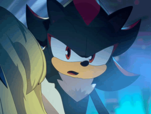 Shadow the Hedgehog Close Up Blue Background
