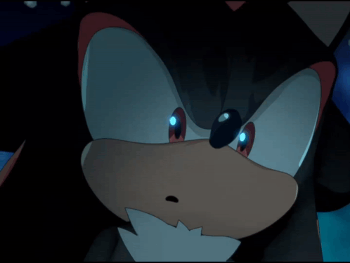 Shadow the Hedgehog Close Up With Glowing Eyes