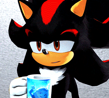 Shadow The Hedgehog From Sonic The Hedgehog Is Holding A Cup Of Coffee GIF