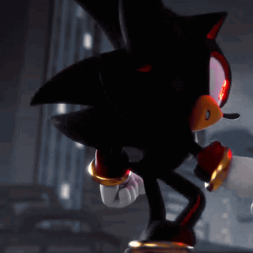 shadow the hedgehog from the video game sonic the hedgehog is standing in a dark room