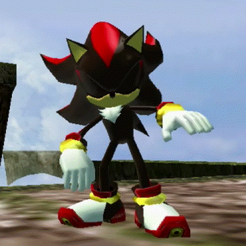 Shadow The Hedgehog From The Video Game Sonic The Hedgehog Is Standing On A Rocky Surface . GIF
