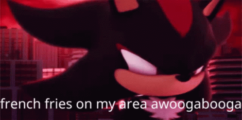 Shadow The Hedgehog From The Video Game Sonic The Hedgehog Says French Fries On My Area Awoggabooga GIF