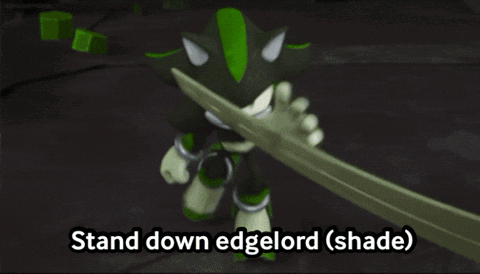 Shadow the Hedgehog Holding Sword Says Stand Down Edgelord Shade