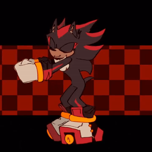 Shadow the Hedgehog on Red and Black Checkered Background