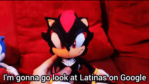Shadow the Hedgehog Stuffed Animal Being Held