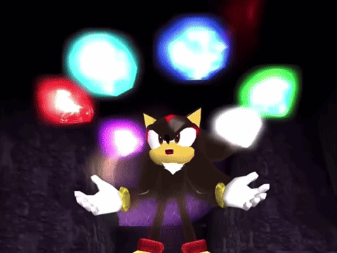 Shadow the Hedgehog Surrounded by Glowing Spheres
