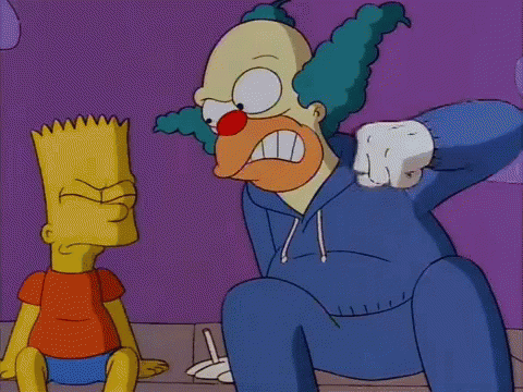 Shake Fist Krusty The Clown Bart Simpson GIF