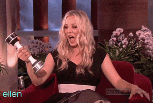 Shake Weight Kaley Cuoco On Ellen GIF