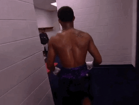 Shakur Stevenson Hugging A Man Backstage GIF