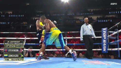 Shakur Stevenson Pushing Robson Conceicao Down GIF